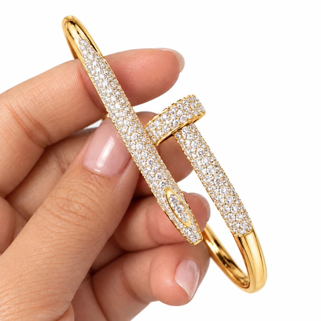 Moissanite Half Pave Nail Bangle Bracelet's