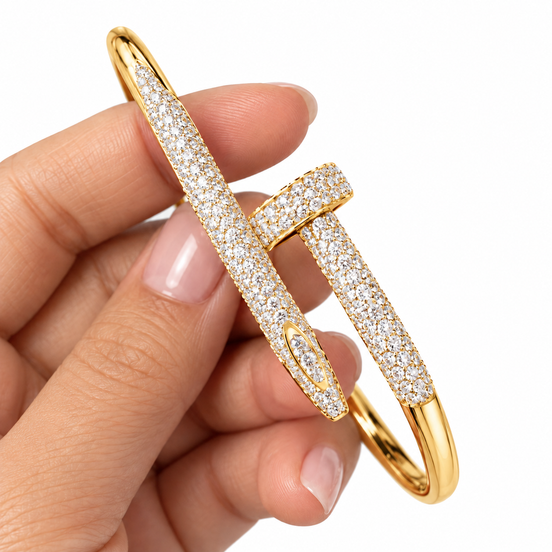 Moissanite Half Pave Nail Bangle Bracelet's