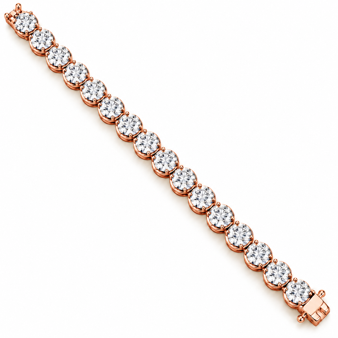 Moissanite Round Prong Link Tennis Bracelet