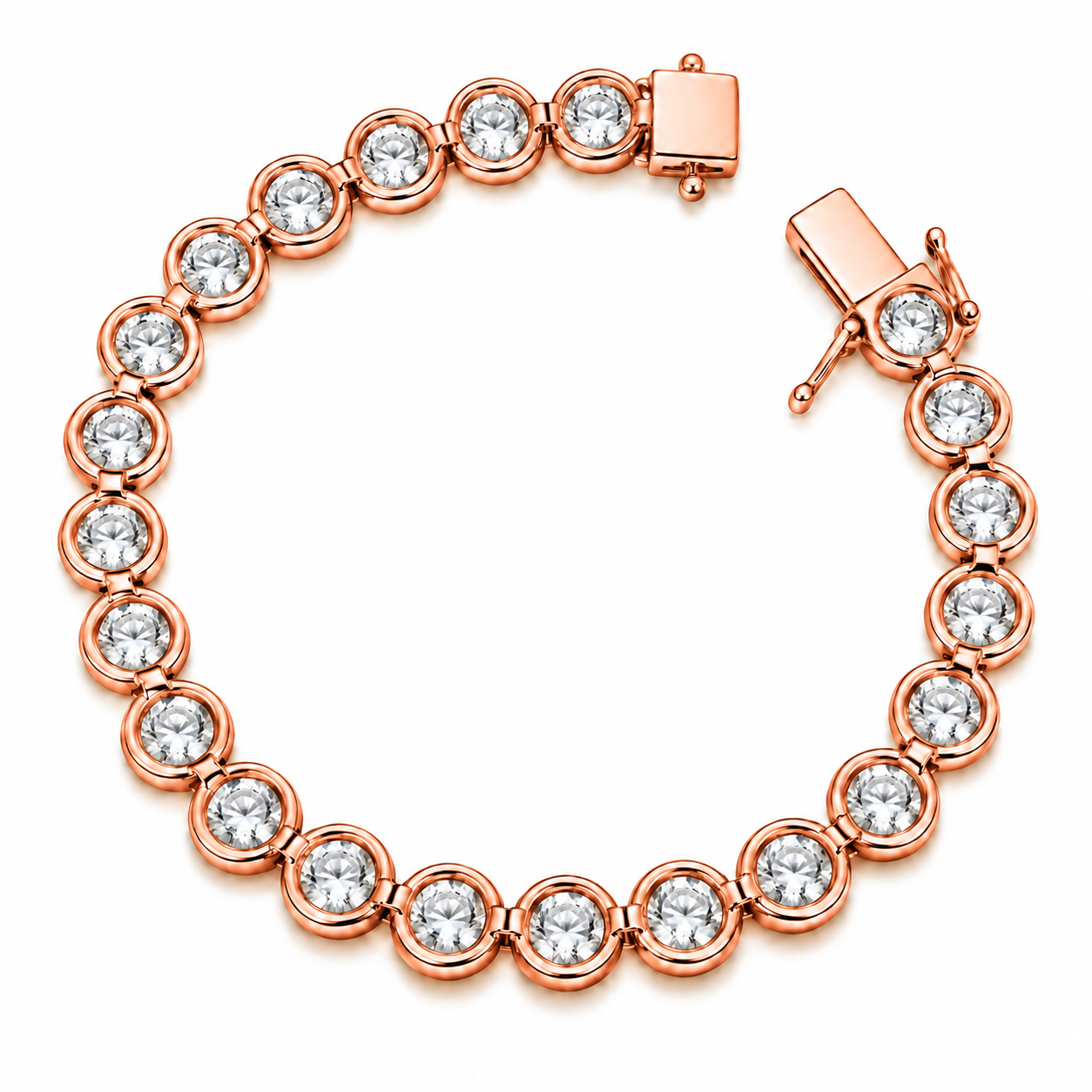 Moissanite Round Prong Link Tennis Bracelet