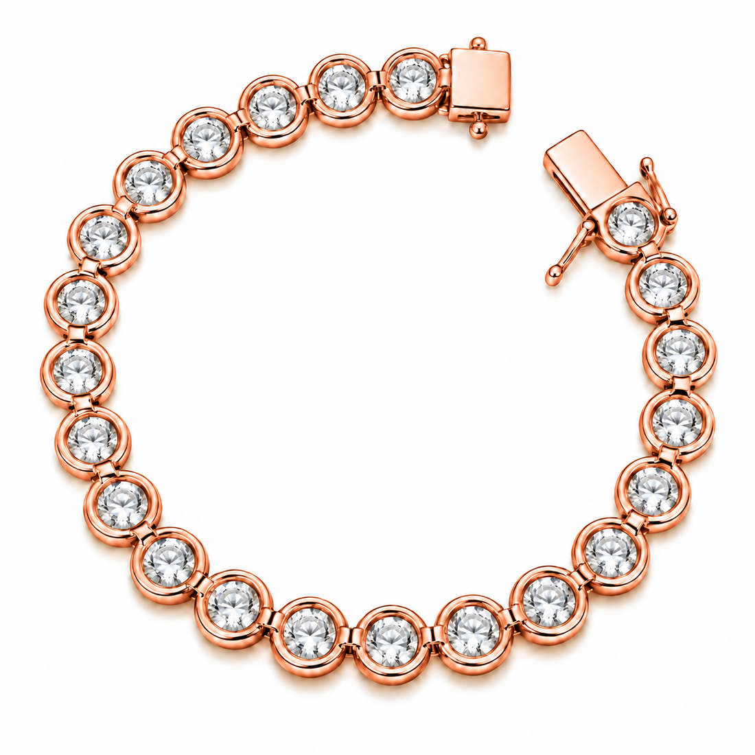 Moissanite Round Prong Link Tennis Bracelet