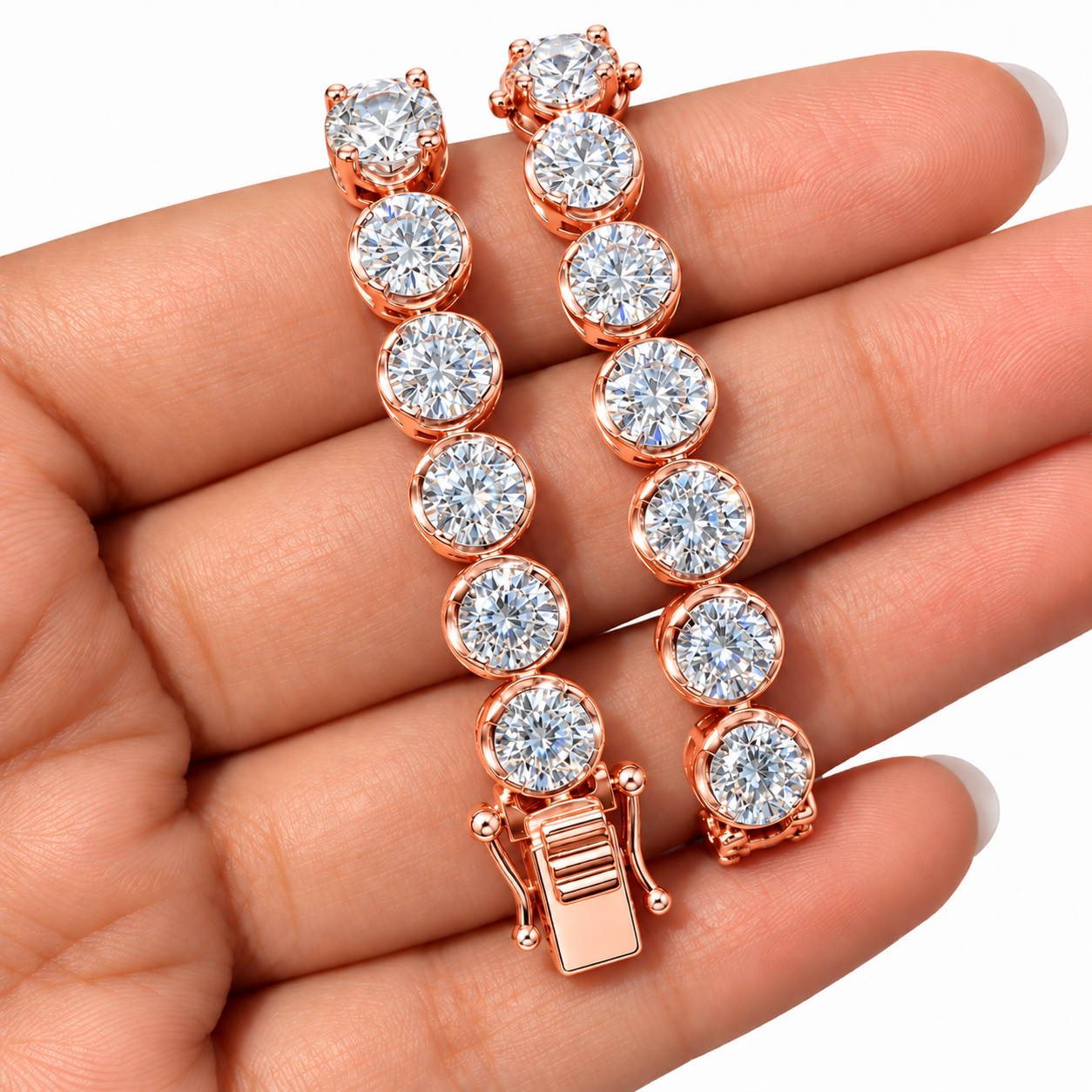 Moissanite Round Prong Link Tennis Bracelet