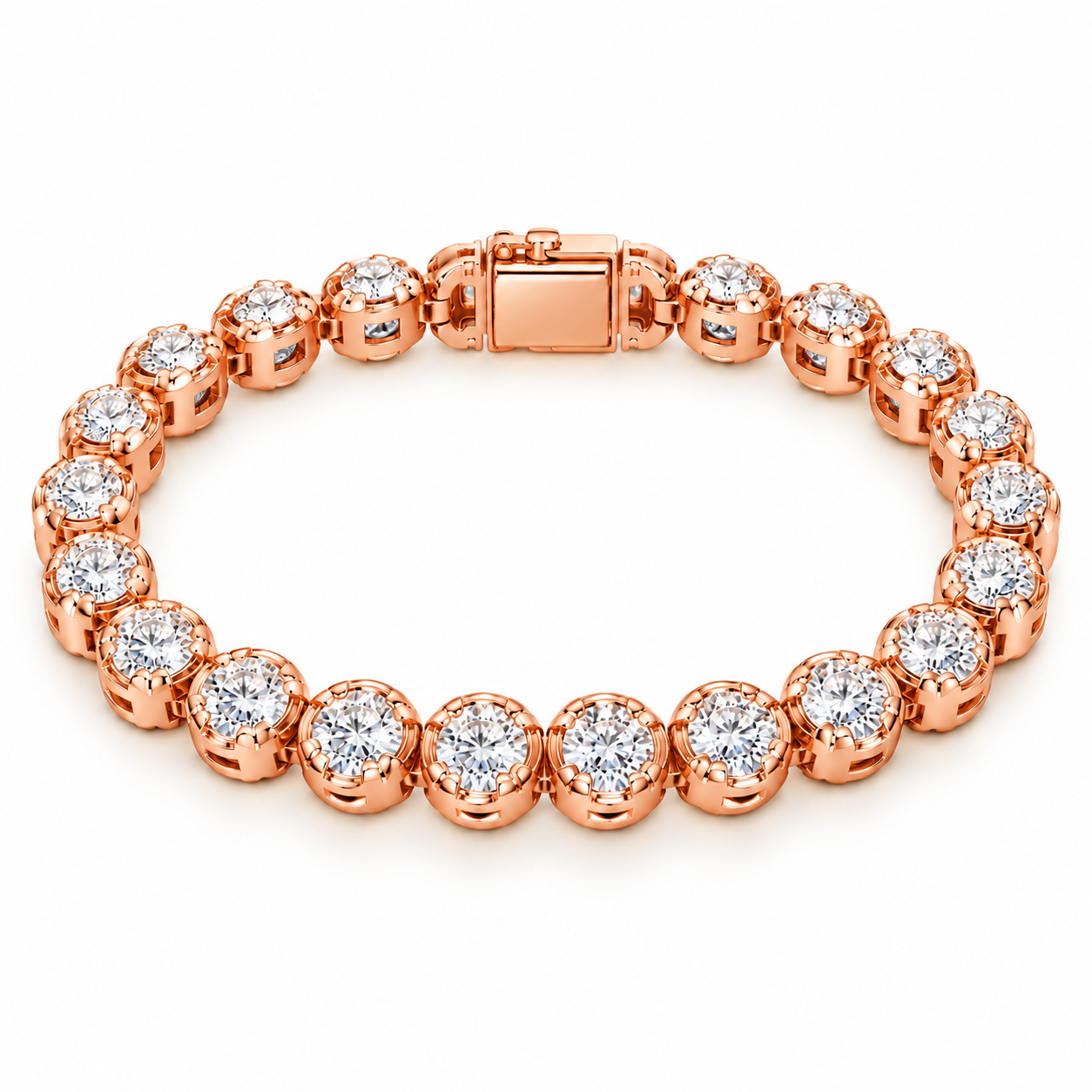 Moissanite Round Prong Link Tennis Bracelet