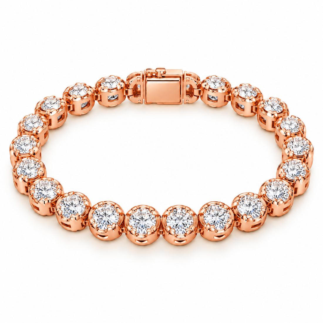 Moissanite Round Prong Link Tennis Bracelet