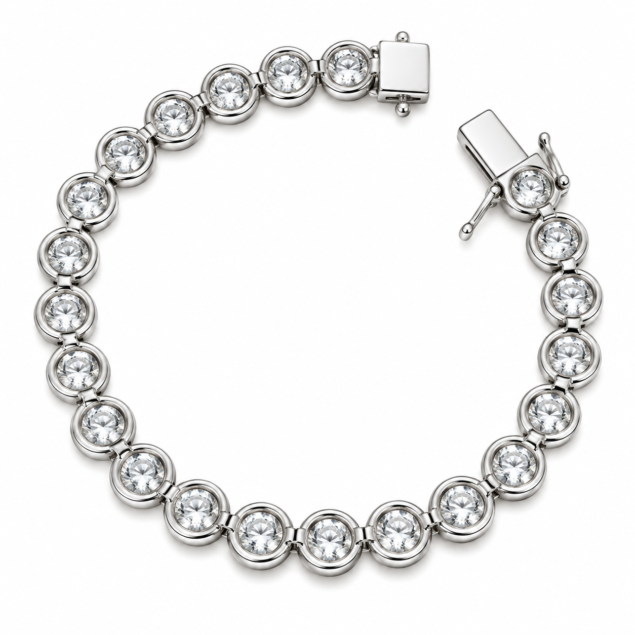 Moissanite Round Prong Link Tennis Bracelet