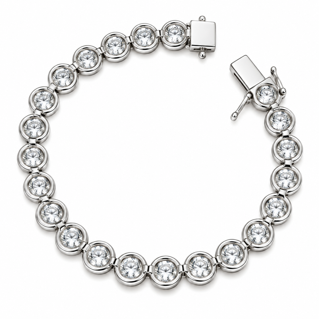 Moissanite Round Prong Link Tennis Bracelet