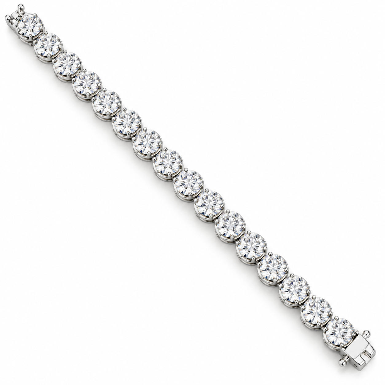 Moissanite Round Prong Link Tennis Bracelet