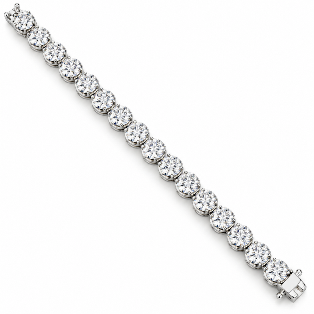 Moissanite Round Prong Link Tennis Bracelet