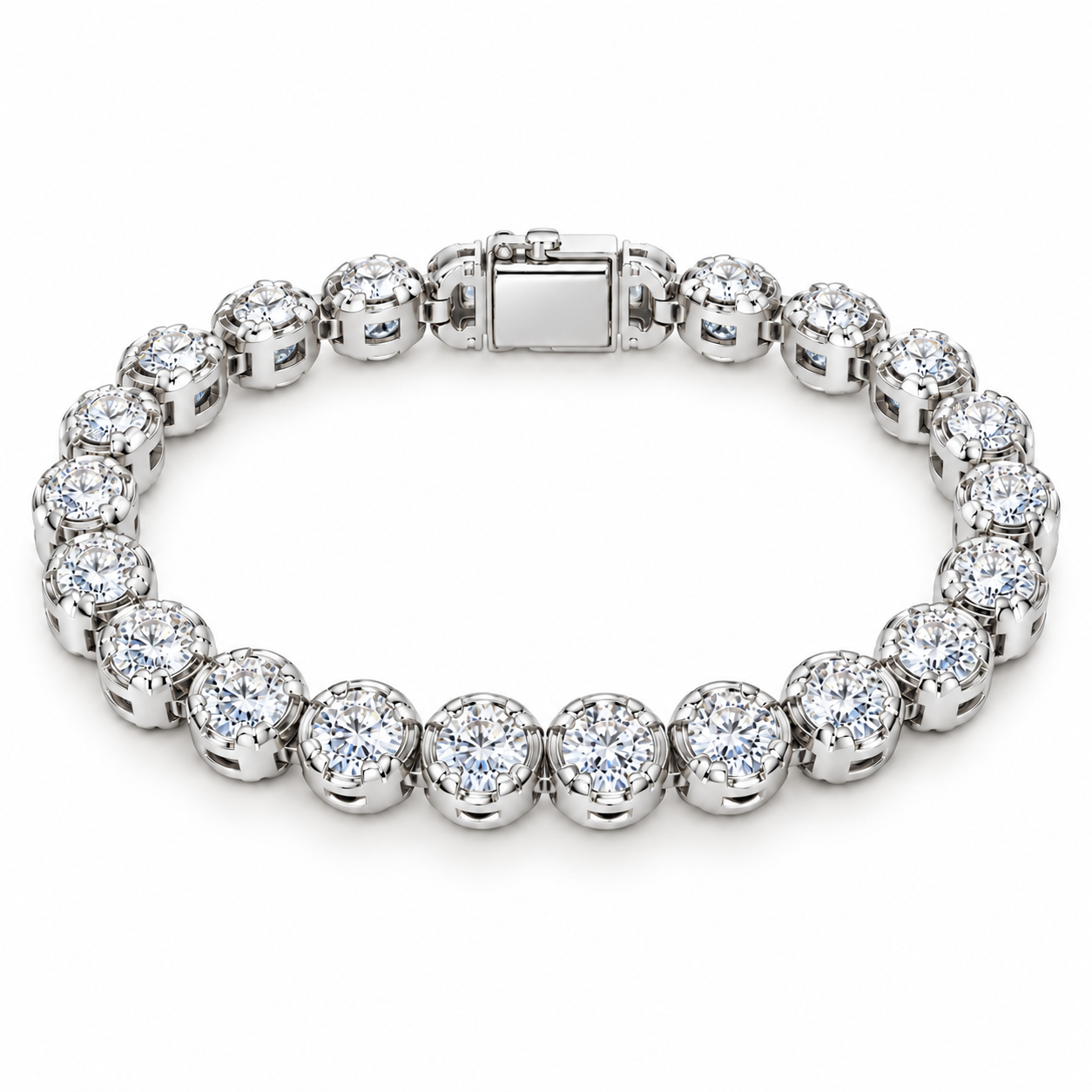 Moissanite Round Prong Link Tennis Bracelet