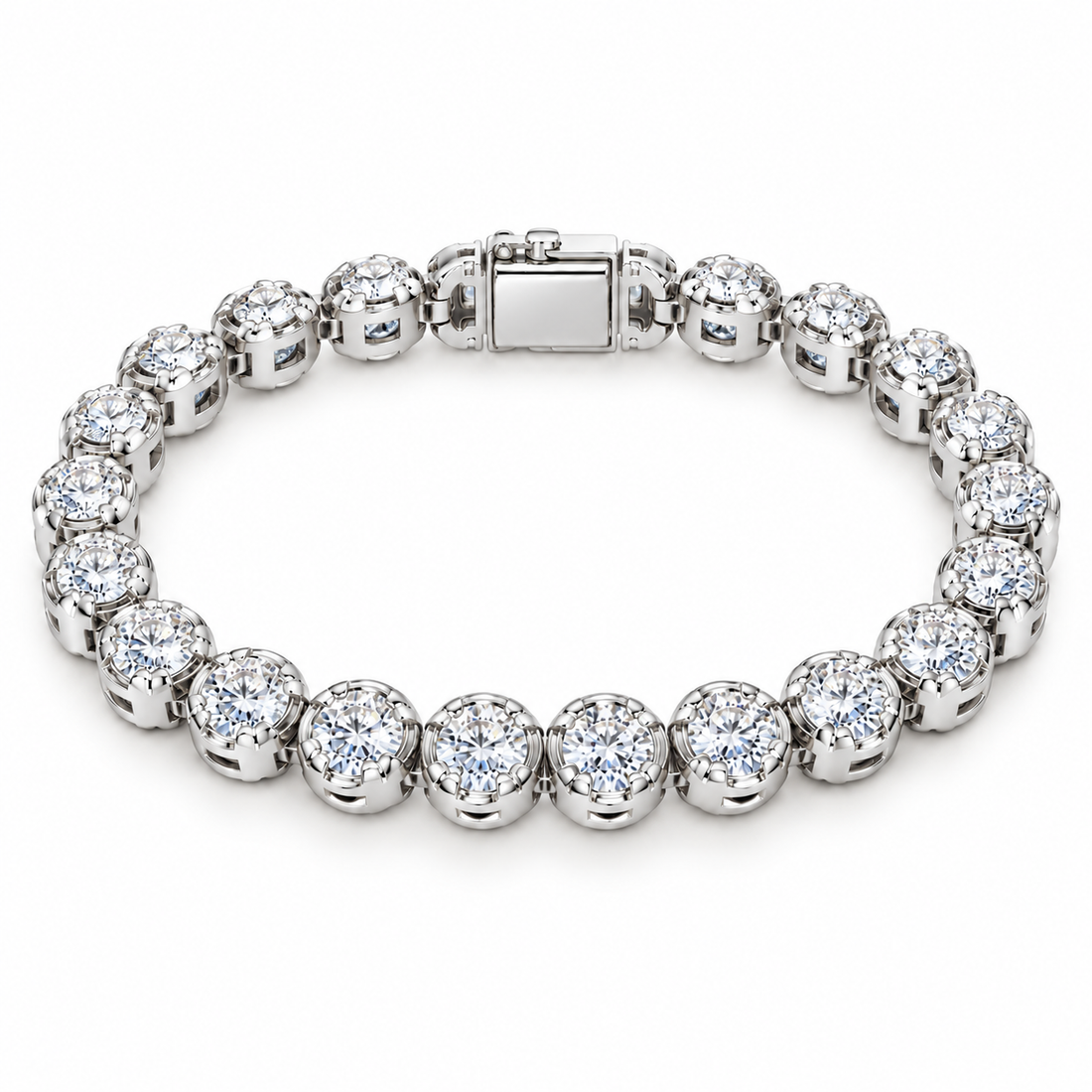 Moissanite Round Prong Link Tennis Bracelet
