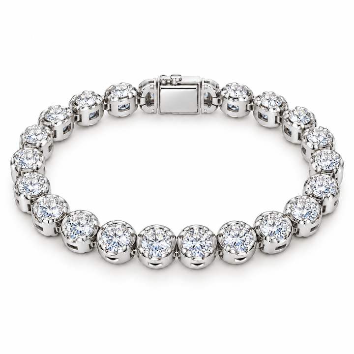 Moissanite Round Prong Link Tennis Bracelet