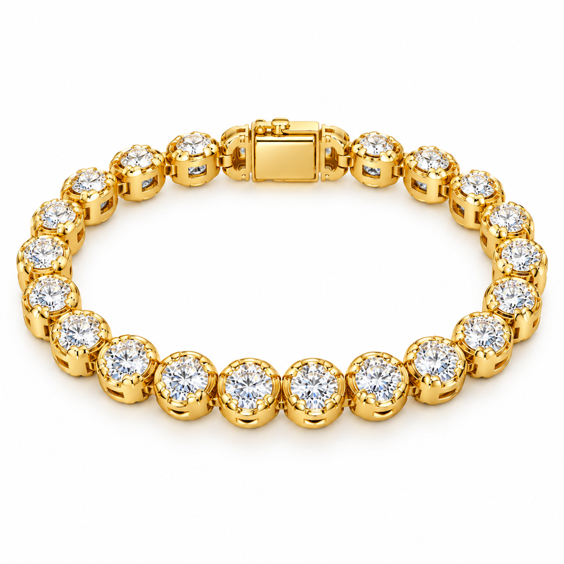 Moissanite Round Prong Link Tennis Bracelet
