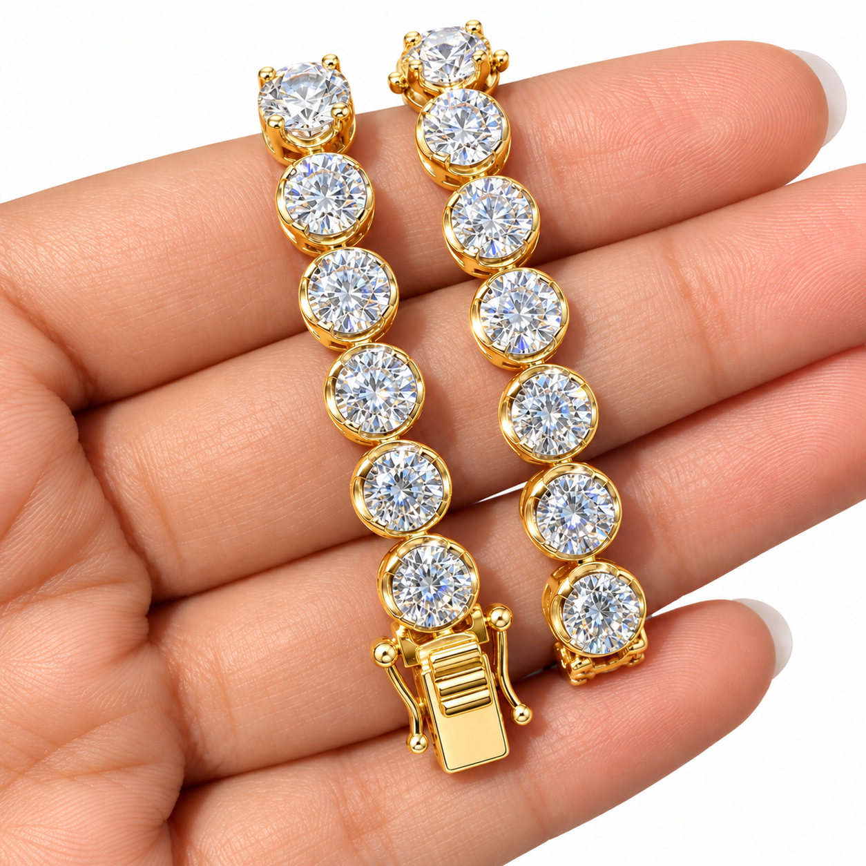 Moissanite Round Prong Link Tennis Bracelet