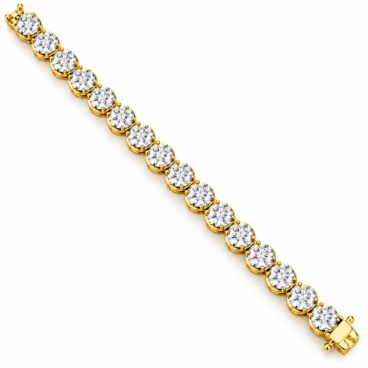 Moissanite Round Prong Link Tennis Bracelet