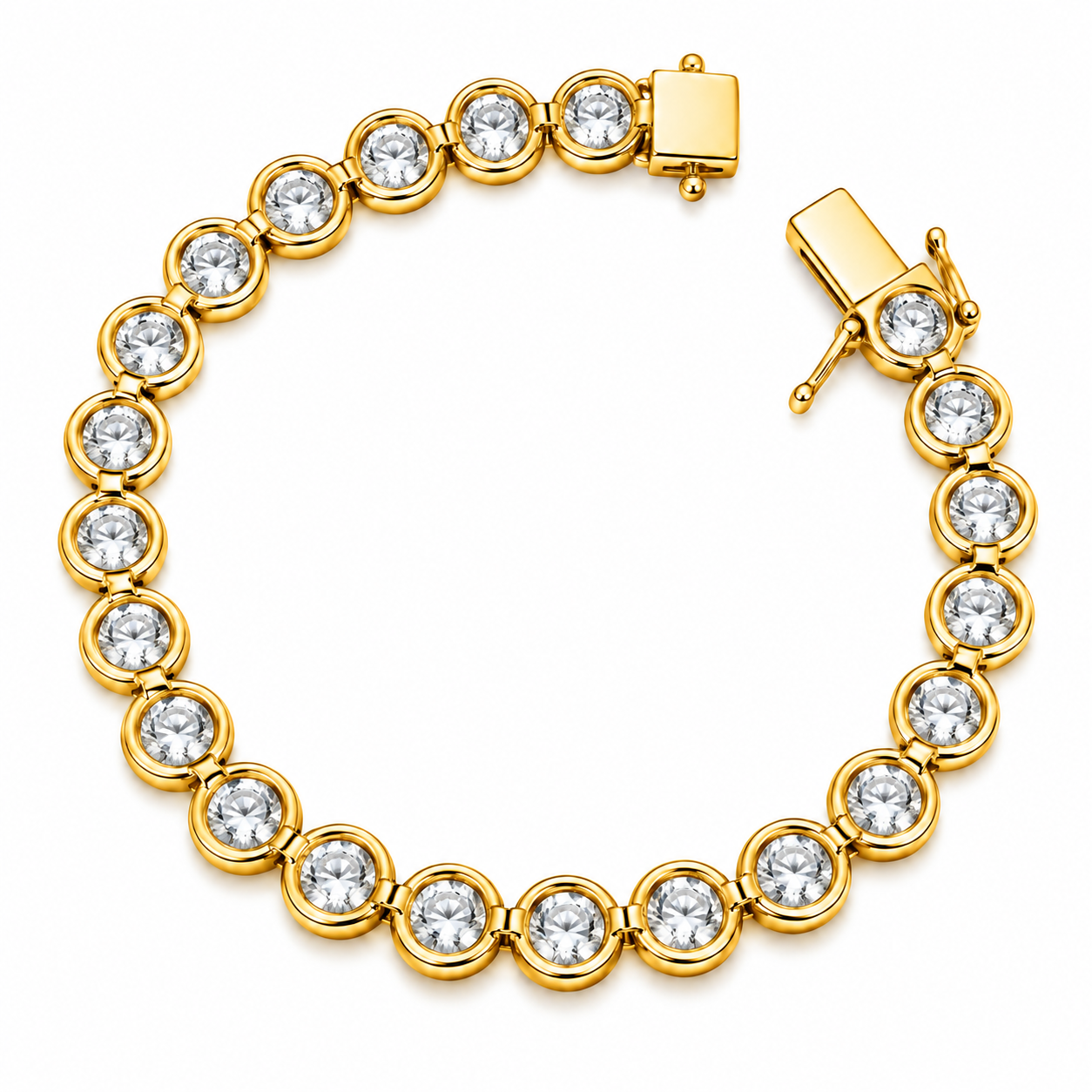 Moissanite Round Prong Link Tennis Bracelet