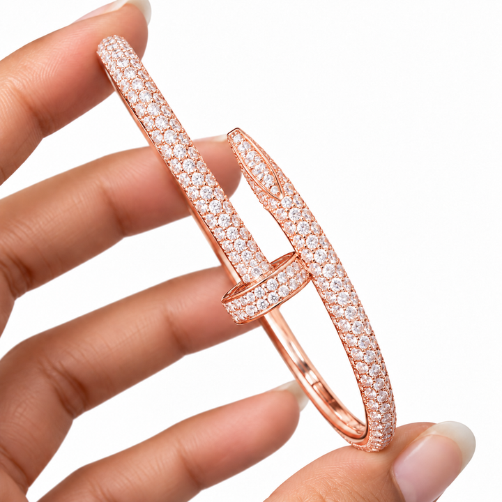 Full Pave Moissanite Diamond Nail Bangle Bracelet's