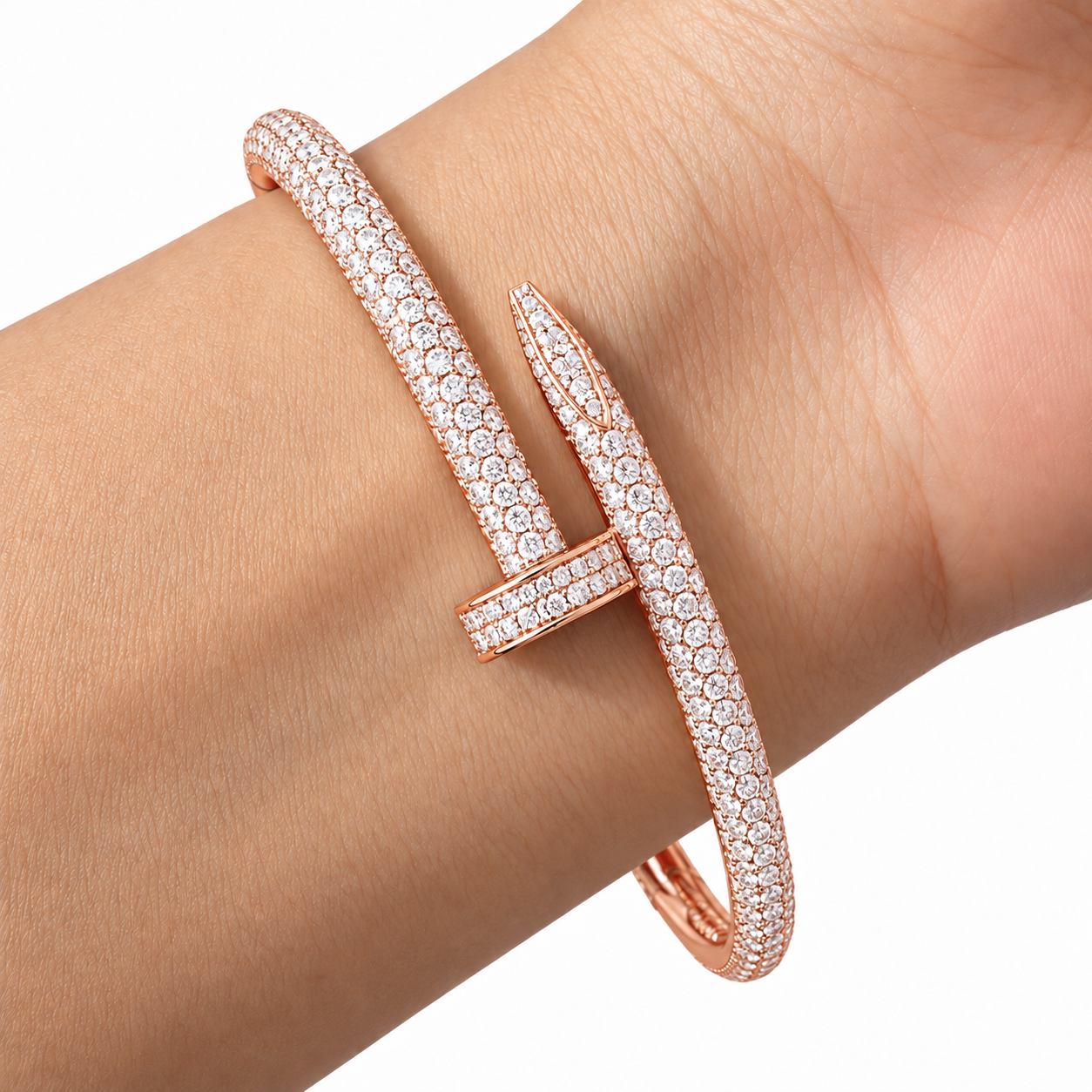Full Pave Moissanite Diamond Nail Bangle Bracelet's