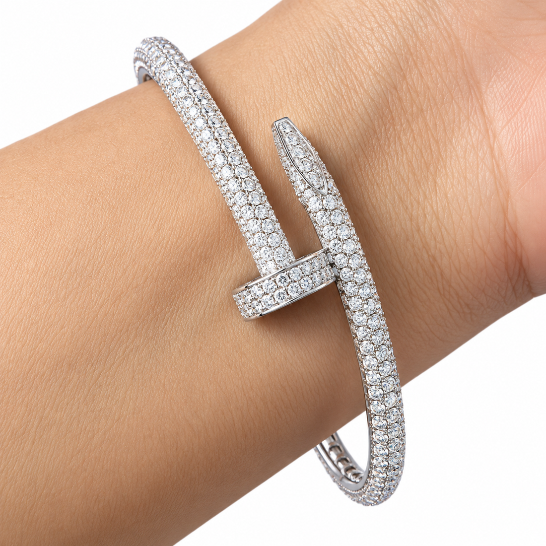 Full Pave Moissanite Diamond Nail Bangle Bracelet's