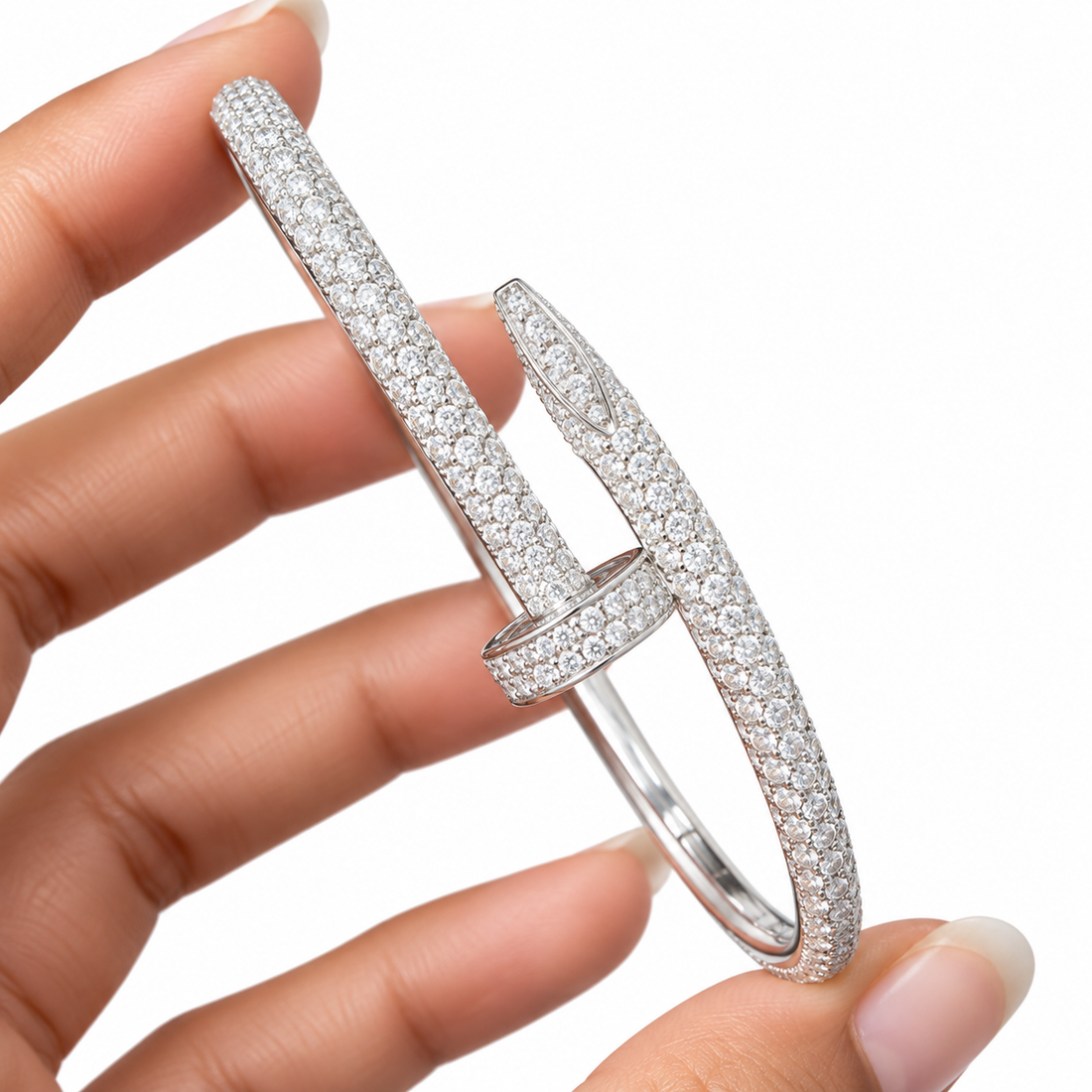 Full Pave Moissanite Diamond Nail Bangle Bracelet's