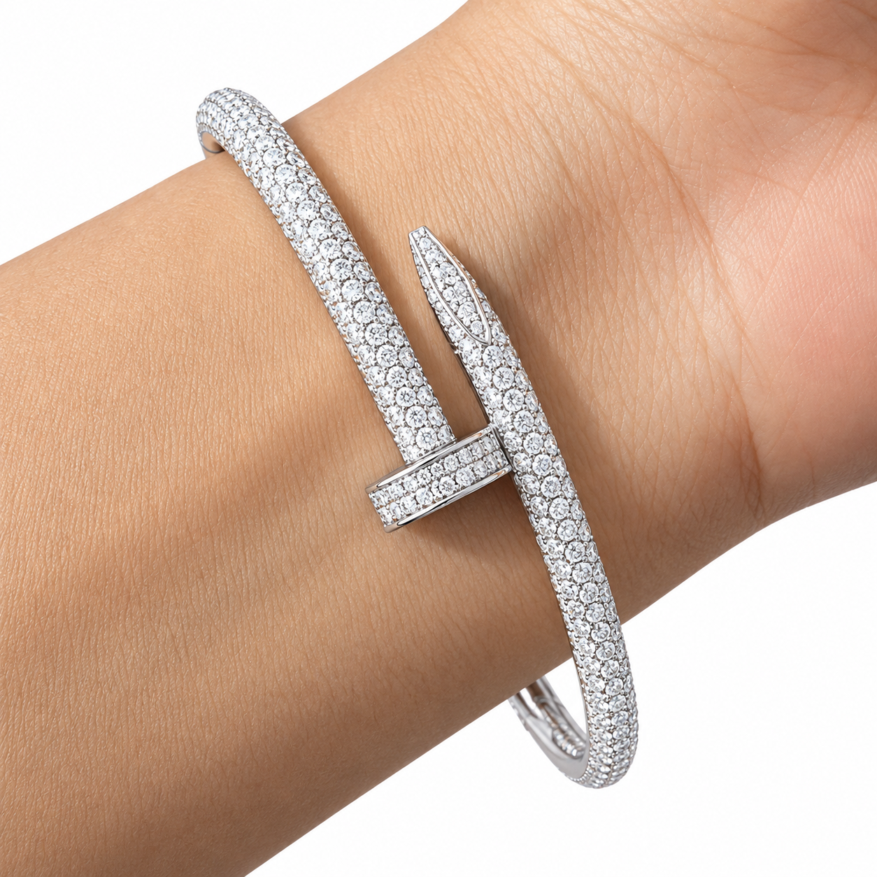 Full Pave Moissanite Diamond Nail Bangle Bracelet's