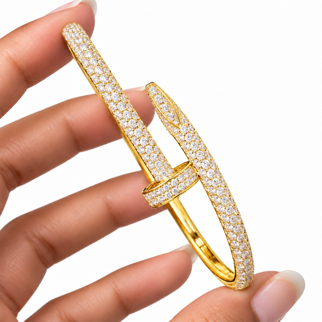 Full Pave Moissanite Diamond Nail Bangle Bracelet's