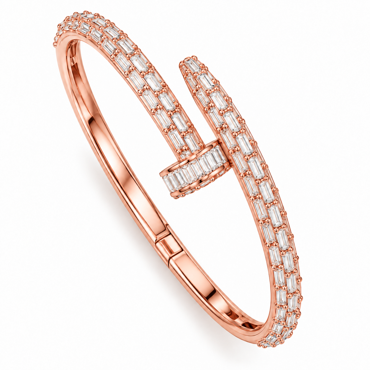 Full Pave Moissanite Baguette Diamond Nail Bangle Bracelet's