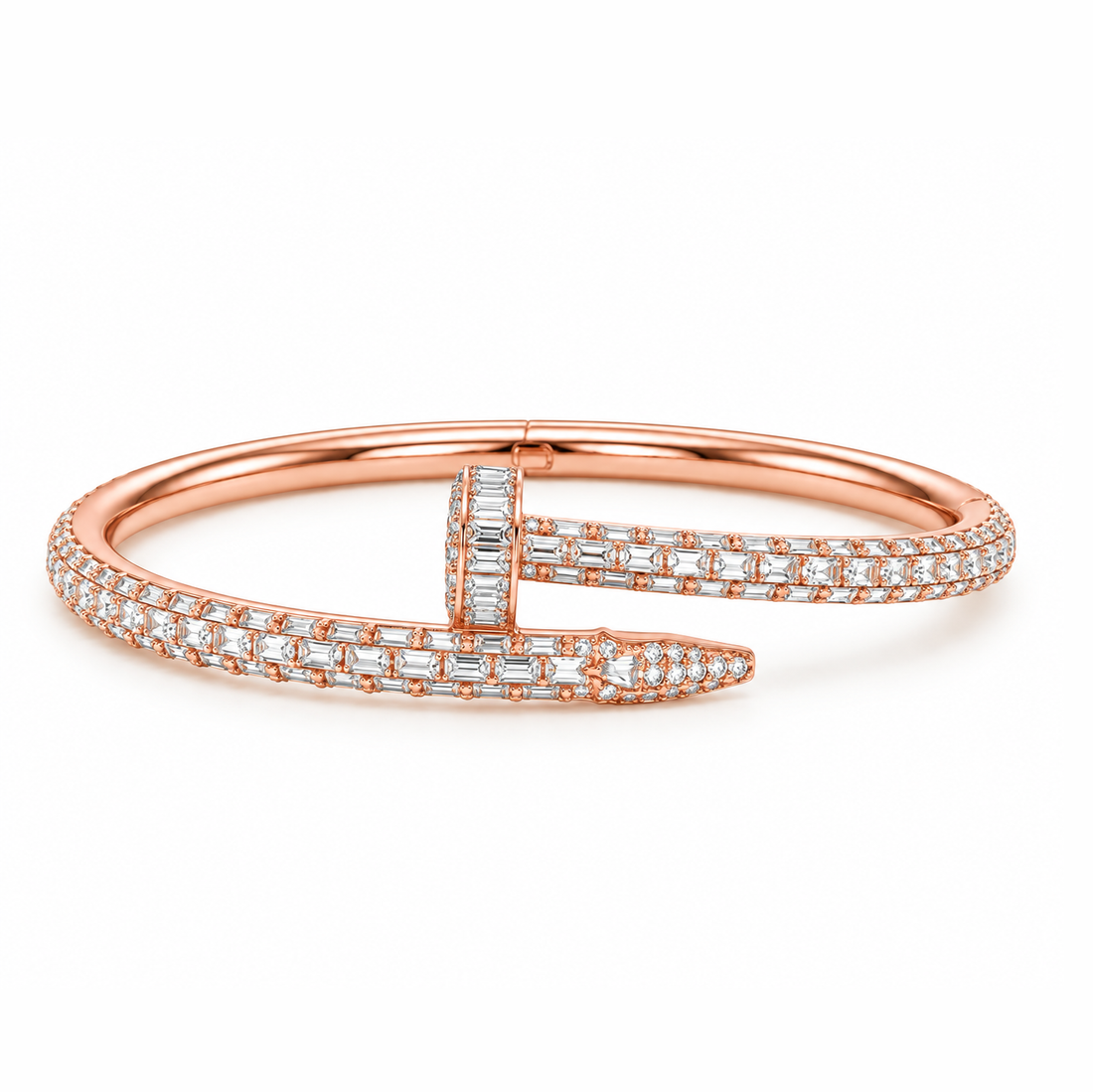 Full Pave Moissanite Baguette Diamond Nail Bangle Bracelet's