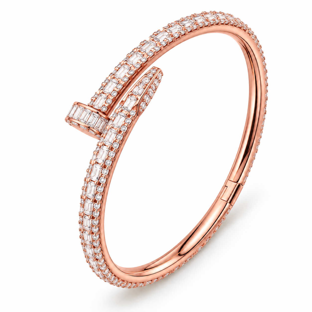 Full Pave Moissanite Baguette Diamond Nail Bangle Bracelet's
