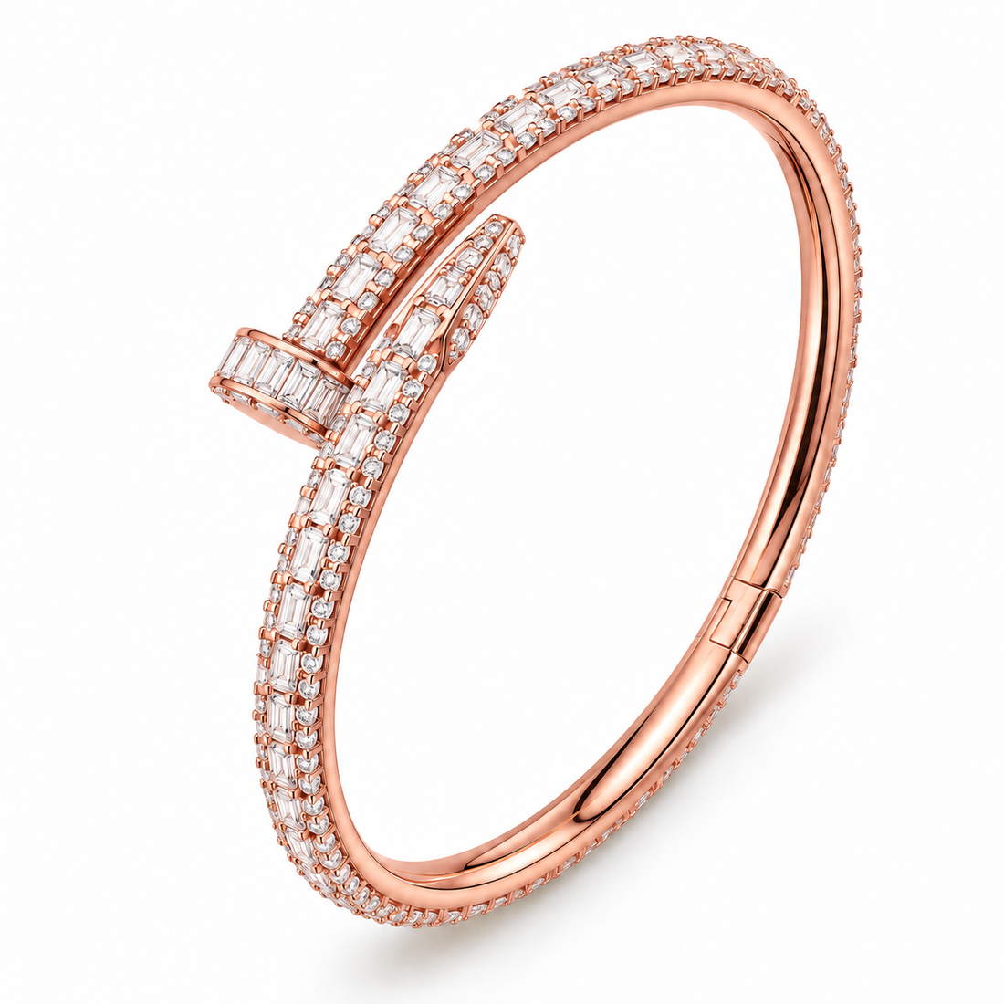 Full Pave Moissanite Baguette Diamond Nail Bangle Bracelet's