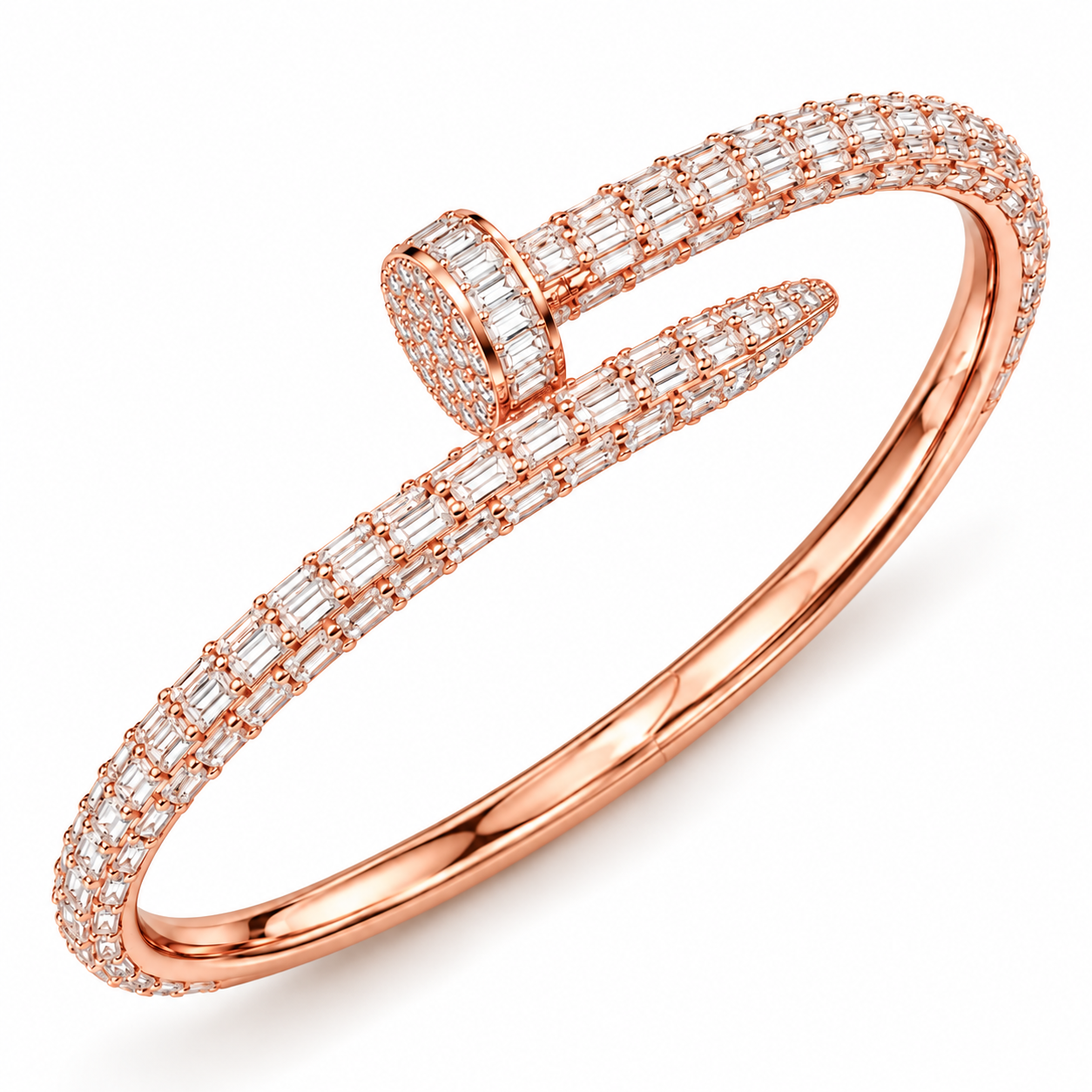Full Pave Moissanite Baguette Diamond Nail Bangle Bracelet's