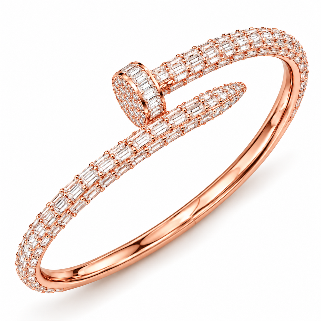 Full Pave Moissanite Baguette Diamond Nail Bangle Bracelet's