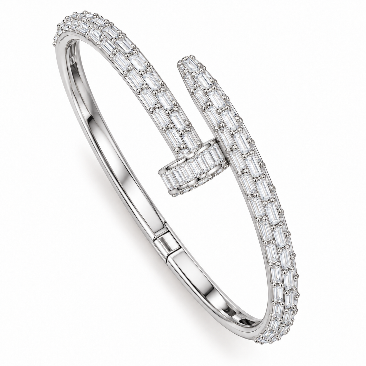 Full Pave Moissanite Baguette Diamond Nail Bangle Bracelet's