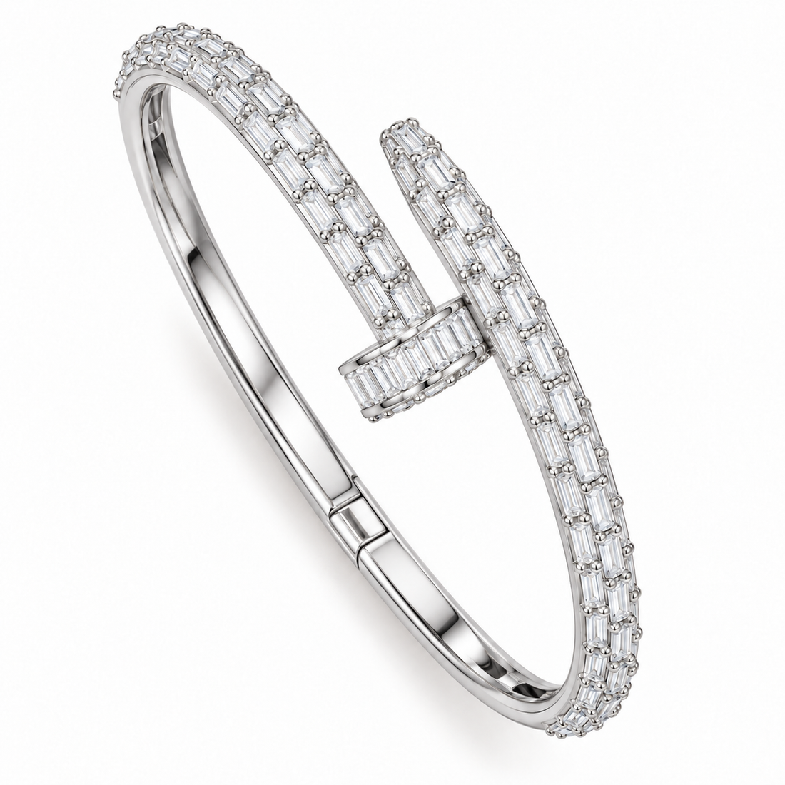 Full Pave Moissanite Baguette Diamond Nail Bangle Bracelet's