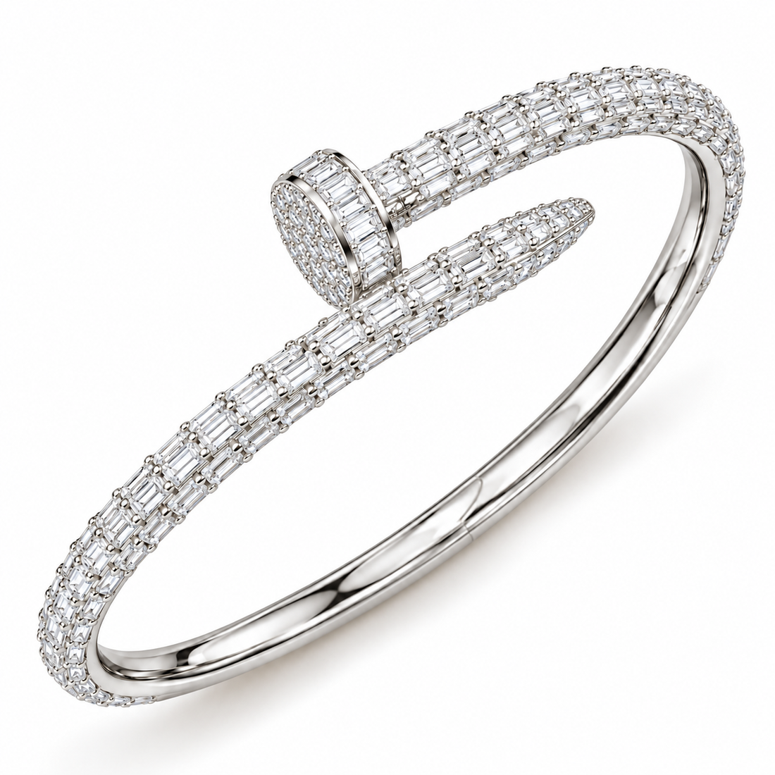 Full Pave Moissanite Baguette Diamond Nail Bangle Bracelet's