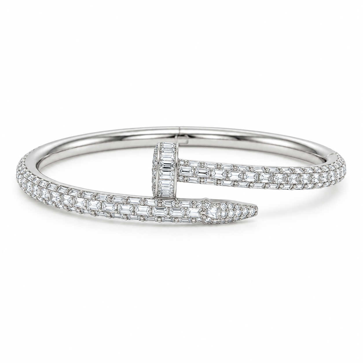 Full Pave Moissanite Baguette Diamond Nail Bangle Bracelet's