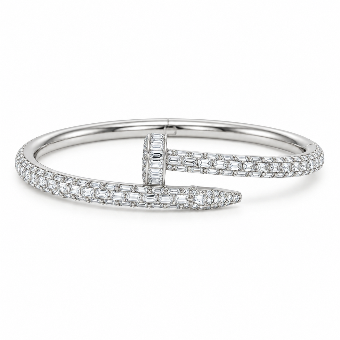 Full Pave Moissanite Baguette Diamond Nail Bangle Bracelet's