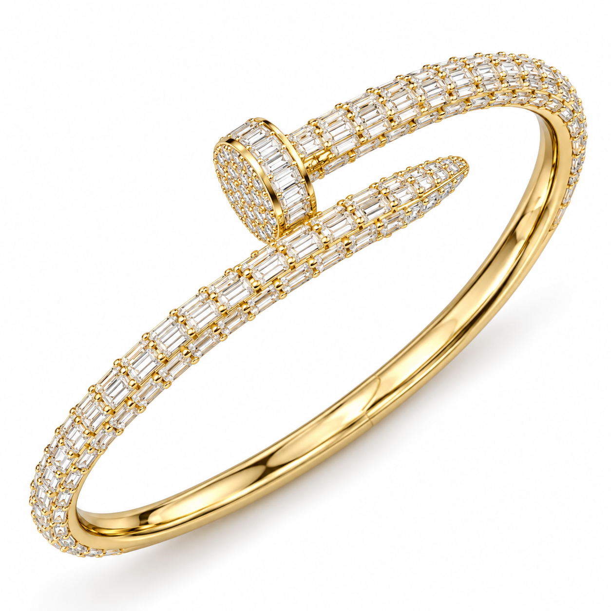 Full Pave Moissanite Baguette Diamond Nail Bangle Bracelet's