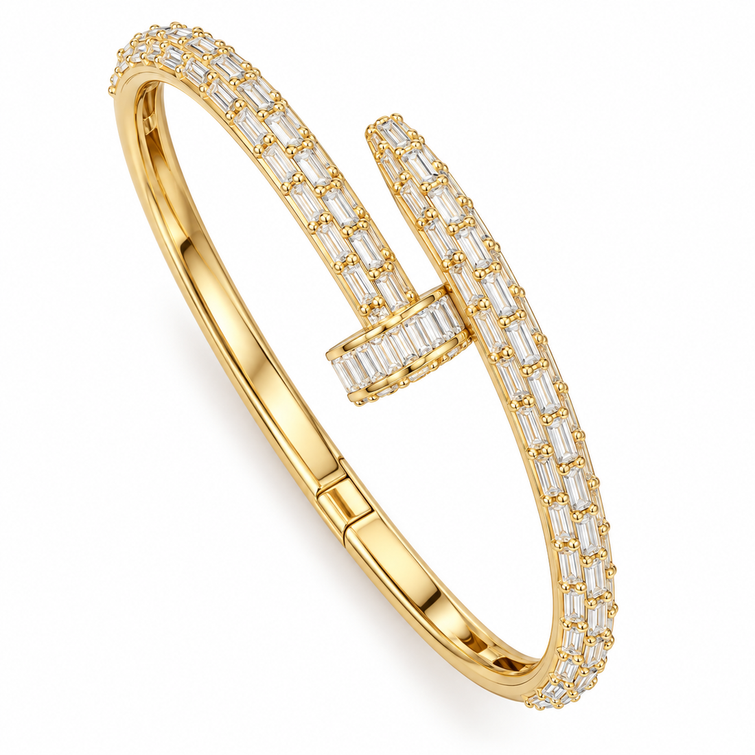 Full Pave Moissanite Baguette Diamond Nail Bangle Bracelet's