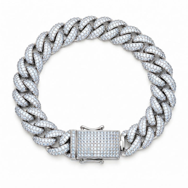 Pave Moissanite Miami Cuban Link Bracelet for Men's