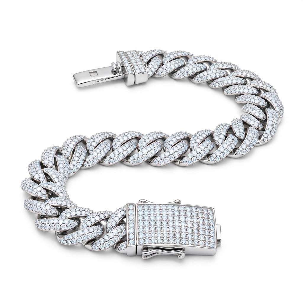 Pave Moissanite Miami Cuban Link Bracelet for Men's