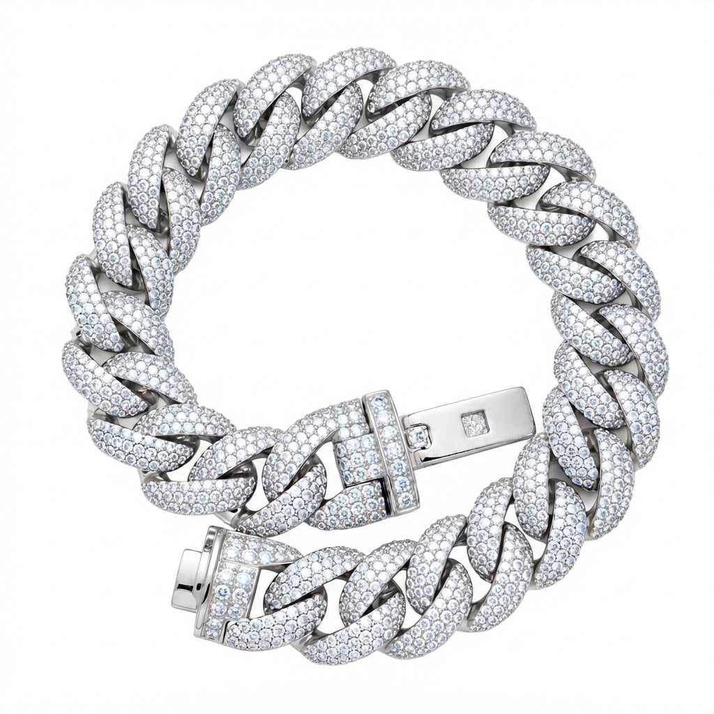 Pave Moissanite Miami Cuban Link Bracelet for Men's