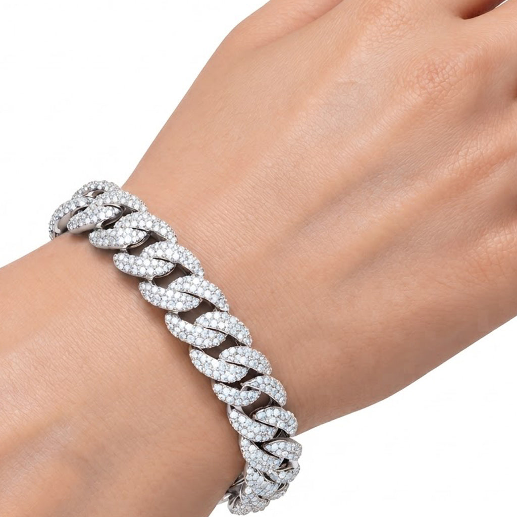 Pave Moissanite Miami Cuban Link Bracelet for Men's