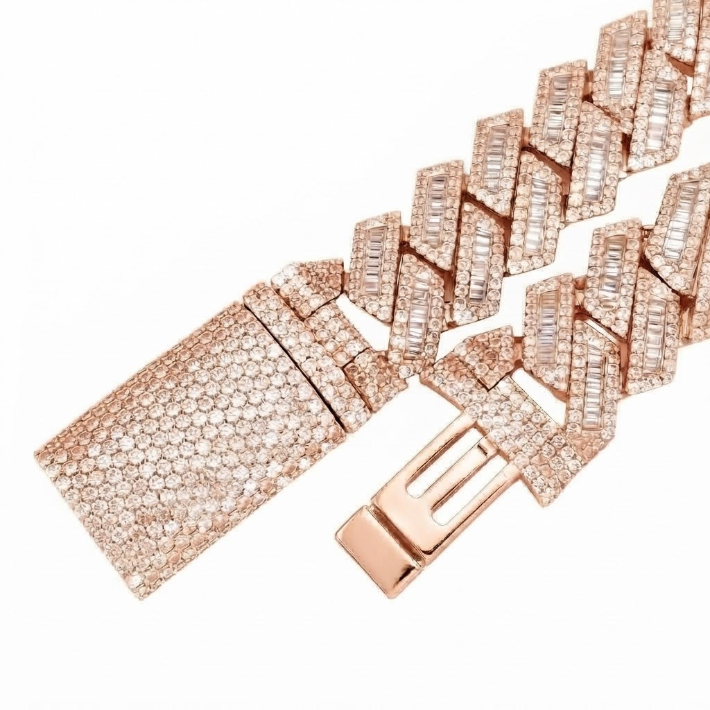 Pave Moissanite Baguette Cuban Link Bracelet for Men's