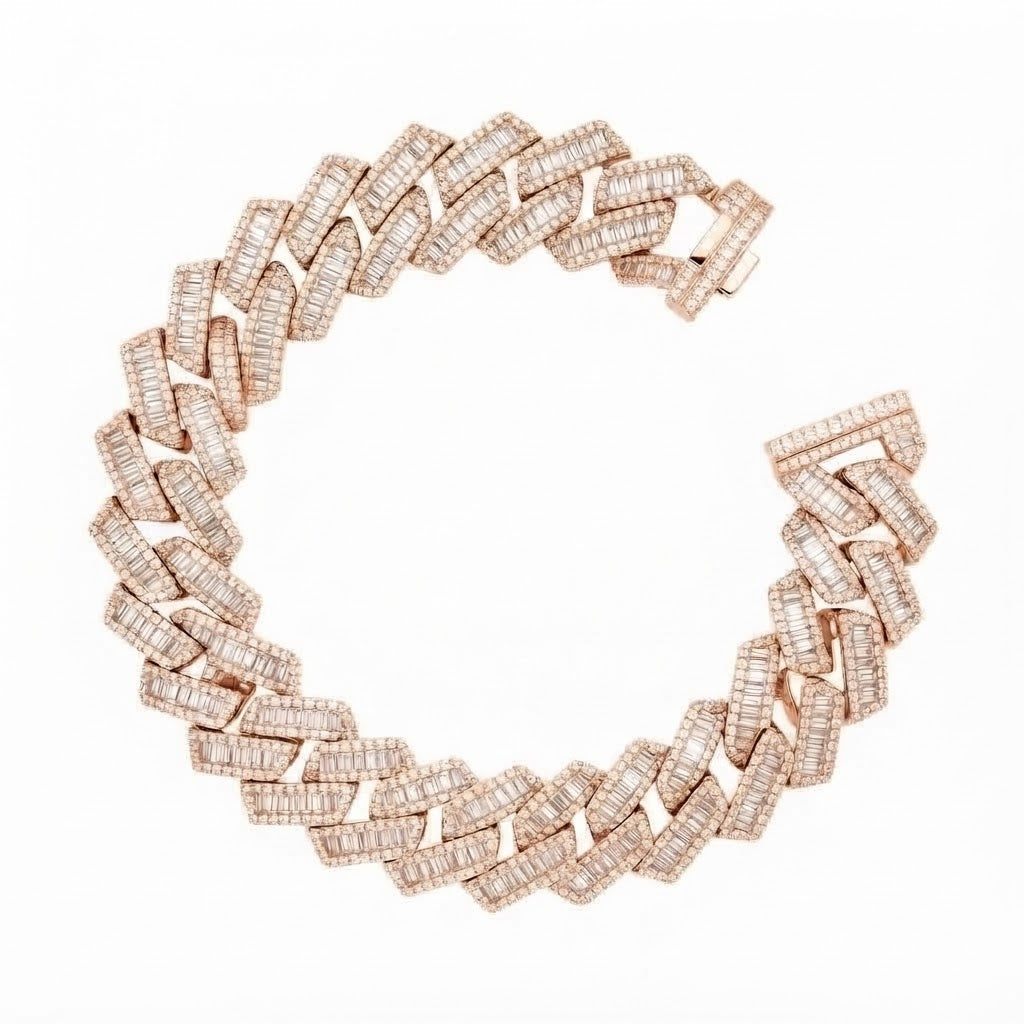 Pave Moissanite Baguette Cuban Link Bracelet for Men's