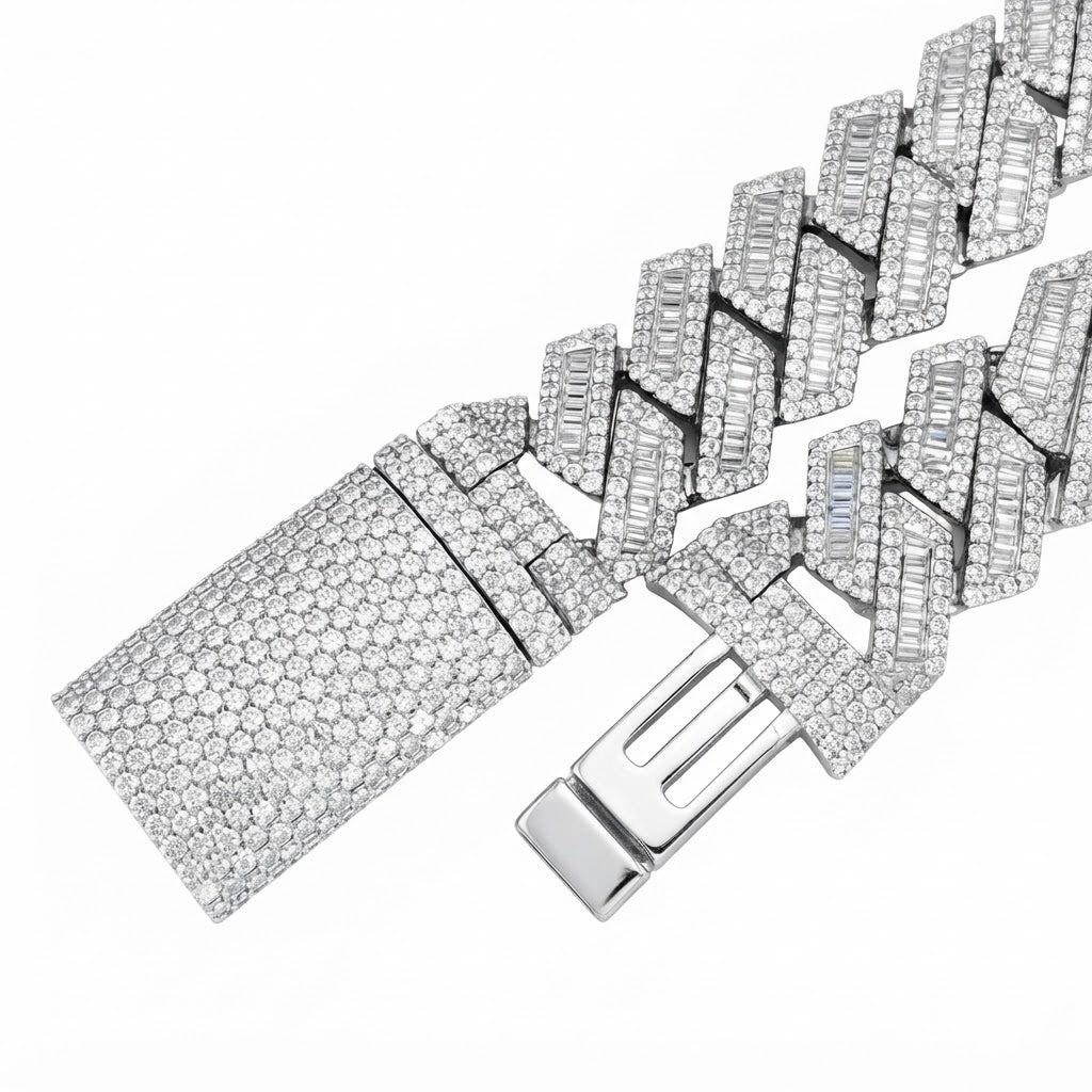 Pave Moissanite Baguette Cuban Link Bracelet for Men's