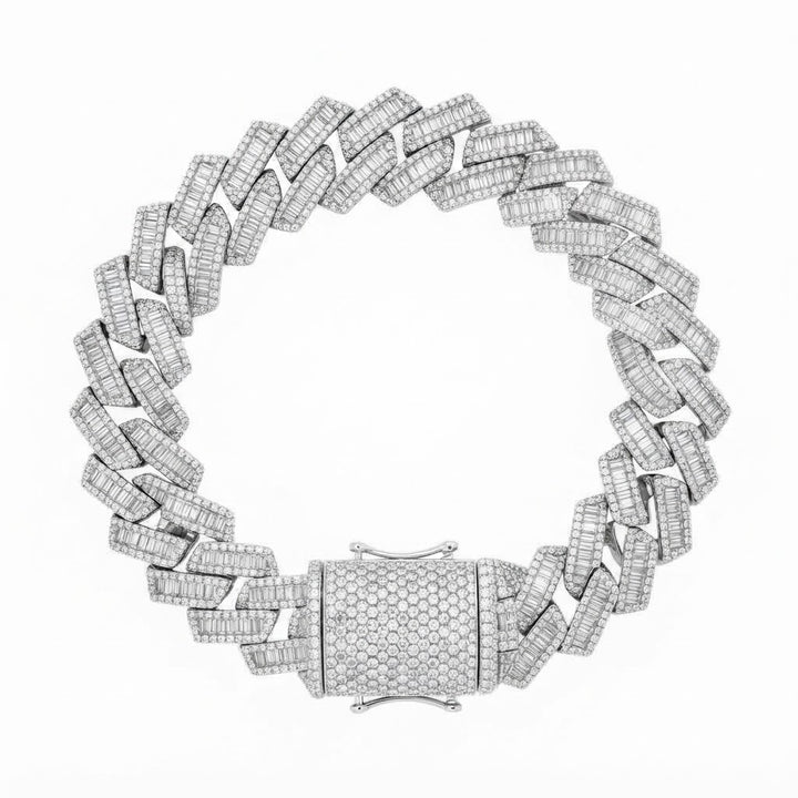 Pave Moissanite Baguette Cuban Link Bracelet for Men's