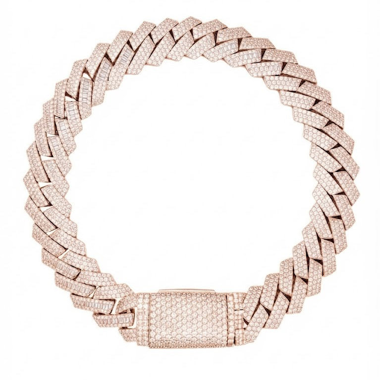 Pave Moissanite Rectangular Cuban Link Bracelet for Men's