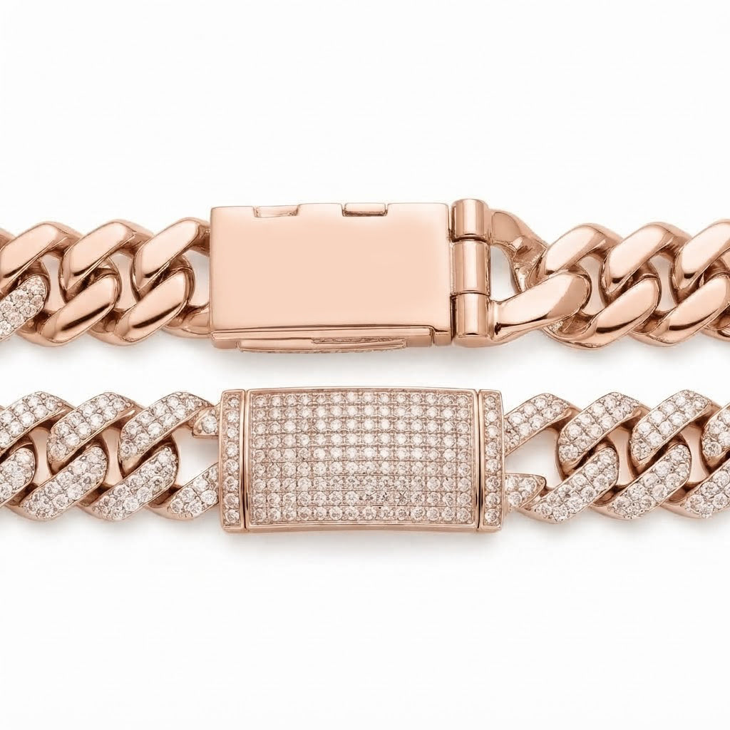 Pave Moissanite Rectangular Cuban Link Bracelet for Men's