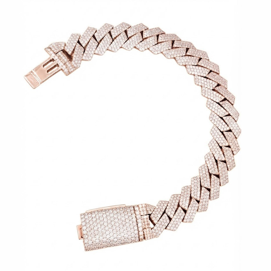 Pave Moissanite Rectangular Cuban Link Bracelet for Men's