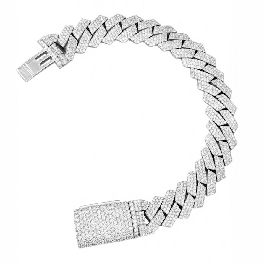 Pave Moissanite Rectangular Cuban Link Bracelet for Men's